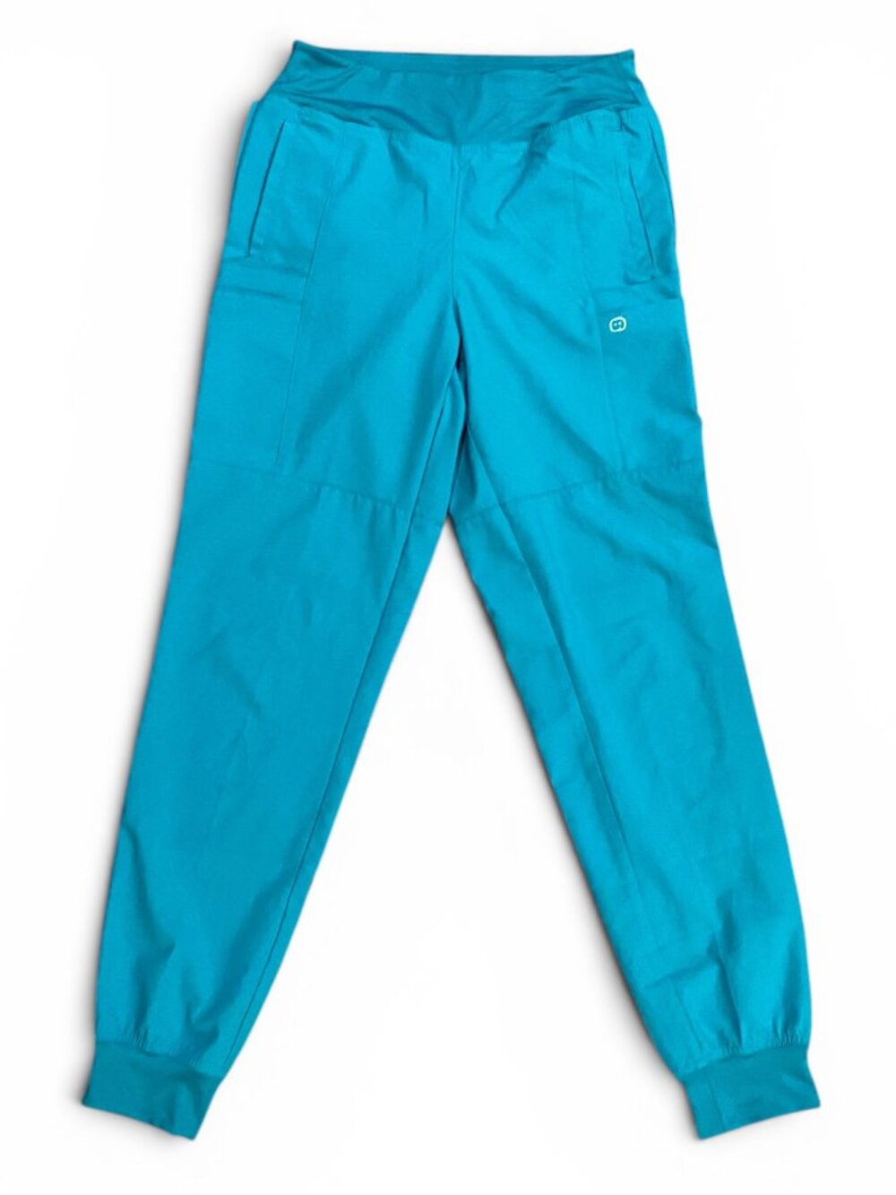 Like New WonderWink W123 Comfort Waist Cargo Jogger Scrub Pants Small Tall Teal